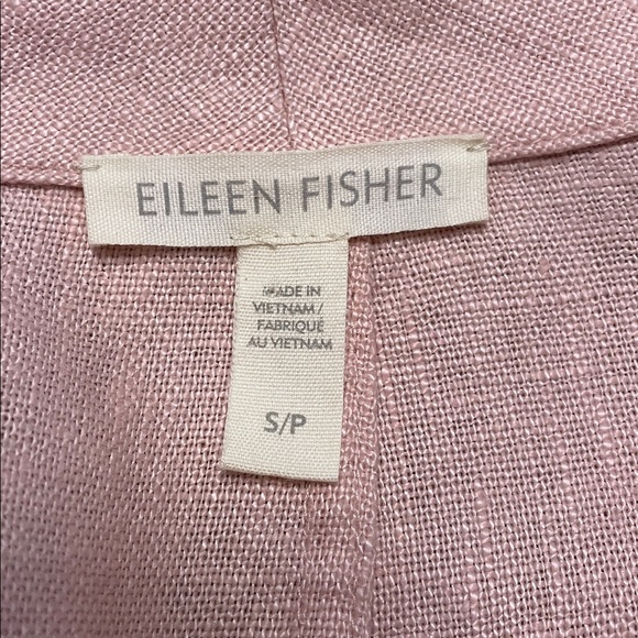 Eileen Fisher Organic Linen Cardigan Small Shawl Collar Open Front Pink Blazer - Picture 11 of 15